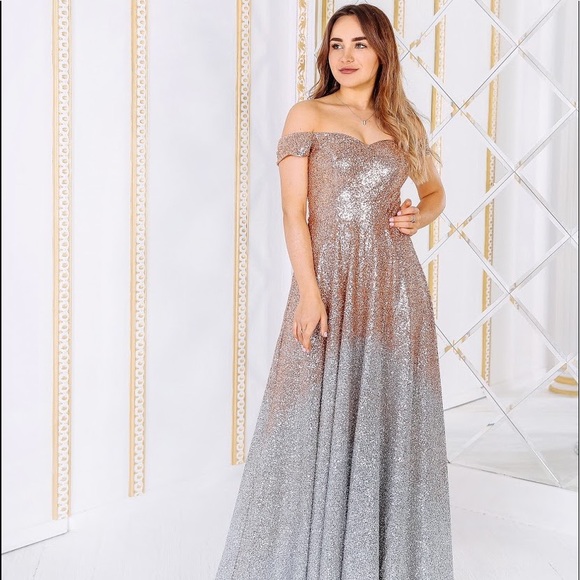 Ombre gold with Silver lining ball gown - Picture 1 of 1